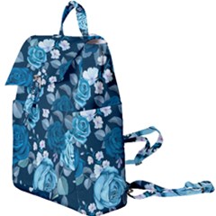 Blue Floral Print  Buckle Everyday Backpack by designsbymallika