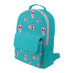 Azure Blue And Crazy Kitties Pattern, Cute Kittens, Cartoon Cats Theme Flap Pocket Backpack (large) by Casemiro