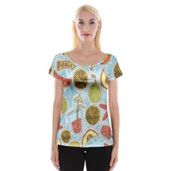 Tropical Pattern Cap Sleeve Top by GretaBerlin