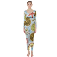 Tropical Pattern Long Sleeve Catsuit by GretaBerlin