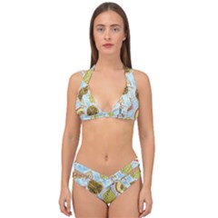 Tropical Pattern Double Strap Halter Bikini Set by GretaBerlin