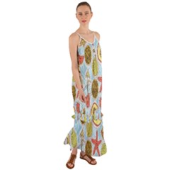 Tropical Pattern Cami Maxi Ruffle Chiffon Dress by GretaBerlin