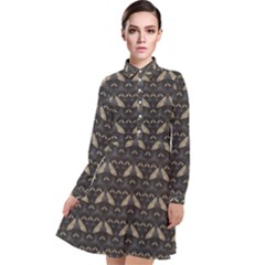 Moth Pattern Long Sleeve Chiffon Shirt Dress by GretaBerlin