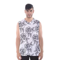 Line Art Black And White Rose Men s Basketball Tank Top by MintanArt