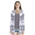 Line Art Black And White Rose Drape Collar Cardigan View1