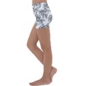 Line Art Black And White Rose Kids  Lightweight Velour Yoga Shorts View2