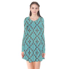 Tiles Long Sleeve V-neck Flare Dress by Sobalvarro