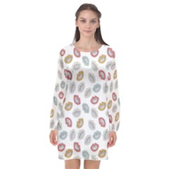 Happy Doodle Laugh Long Sleeve Chiffon Shift Dress  by tmsartbazaar