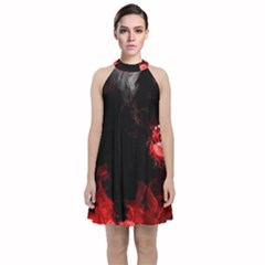 Velvet Halter Neckline Dress by Infinities