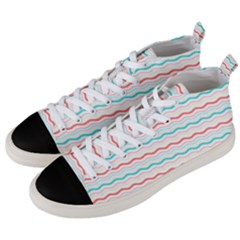 Aqua Coral Waves Men s Mid-top Canvas Sneakers by CuteKingdom