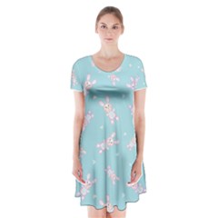 Rabbit  Short Sleeve V-neck Flare Dress by SychEva