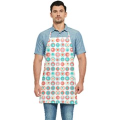 Aqua Coral Circles Kitchen Apron