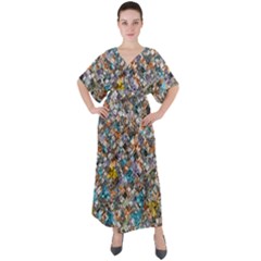 Zappwaits- Vx1 V-neck Boho Style Maxi Dress by zappwaits