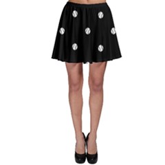 Black And White Baseball Motif Pattern Skater Skirt by dflcprintsclothing