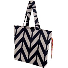 Chevrons Beige/noir Drawstring Tote Bag by kcreatif