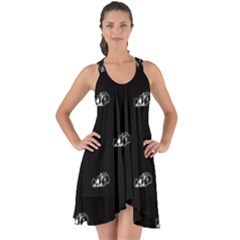 Formula One Black And White Graphic Pattern Show Some Back Chiffon Dress by dflcprintsclothing