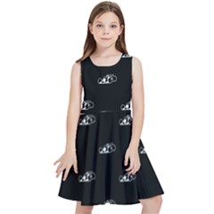 Formula One Black And White Graphic Pattern Kids  Skater Dress by dflcprintsclothing