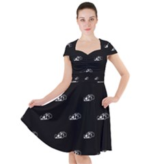 Formula One Black And White Graphic Pattern Cap Sleeve Midi Dress by dflcprintsclothing