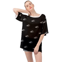 Formula One Black And White Graphic Pattern Oversized Chiffon Top by dflcprintsclothing