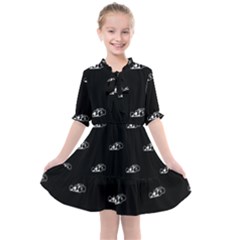 Formula One Black And White Graphic Pattern Kids  All Frills Chiffon Dress by dflcprintsclothing