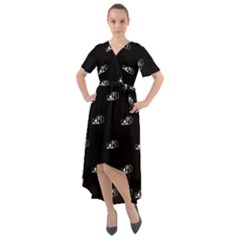 Formula One Black And White Graphic Pattern Front Wrap High Low Dress by dflcprintsclothing