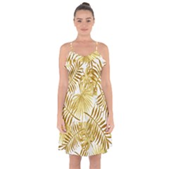 Golden Leaves Ruffle Detail Chiffon Dress by goljakoff