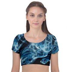 Cold Snap Velvet Short Sleeve Crop Top  by MRNStudios