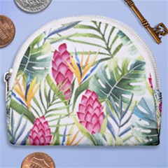 Tropical Flowers Horseshoe Style Canvas Pouch by goljakoff