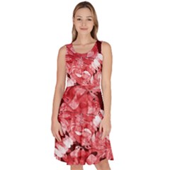 Red Leaves Knee Length Skater Dress With Pockets by goljakoff