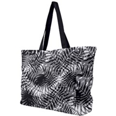 Tropical Leafs Pattern, Black And White Jungle Theme Simple Shoulder Bag by Casemiro