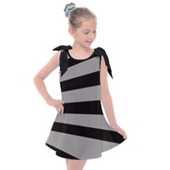 Striped Black And Grey Colors Pattern, Silver Geometric Lines Kids  Tie Up Tunic Dress by Casemiro