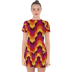 Geometric  Drop Hem Mini Chiffon Dress by Sobalvarro