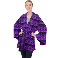 Violet Retro Long Sleeve Velvet Kimono  by Sparkle