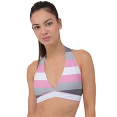 Demigirl Pride Flag Lgbtq Halter Plunge Bikini Top by lgbtnation