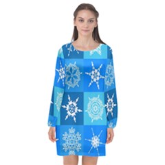 Snowflakes Long Sleeve Chiffon Shift Dress  by Sobalvarro