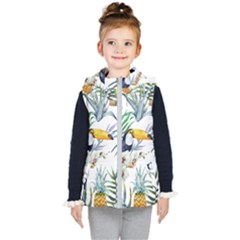 Tropical Flowers Kids  Hooded Puffer Vest by goljakoff