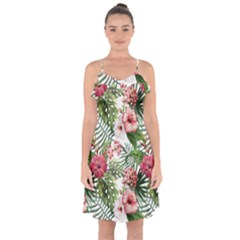 Tropical Flowers Ruffle Detail Chiffon Dress by goljakoff