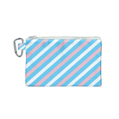 Transgender Pride Diagonal Stripes Pattern Canvas Cosmetic Bag (small) by VernenInk