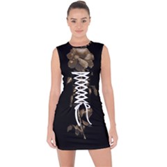 Dark Rose Poster Lace Up Front Bodycon Dress by dflcprintsclothing