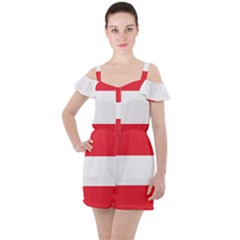 Flag Of Austria Ruffle Cut Out Chiffon Playsuit by FlagGallery