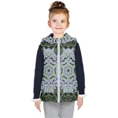 Calm In The Flower Forest Of Tranquility Ornate Mandala Kids  Hooded Puffer Vest by pepitasart