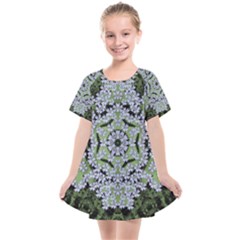 Calm In The Flower Forest Of Tranquility Ornate Mandala Kids  Smock Dress by pepitasart