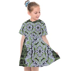 Calm In The Flower Forest Of Tranquility Ornate Mandala Kids  Sailor Dress by pepitasart