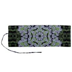 Calm In The Flower Forest Of Tranquility Ornate Mandala Roll Up Canvas Pencil Holder (m) by pepitasart