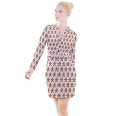 Gingerbread Men Button Long Sleeve Dress by Mariart