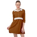 Rusty Orange & White - Mini Skater Shirt Dress View1