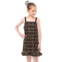 Luxury Golden Oriental Ornate Pattern Kids  Overall Dress by dflcprintsclothing