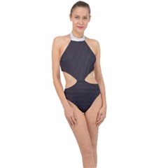 Onyx Black & White - Halter Side Cut Swimsuit by FashionLane