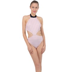 Soft Bubblegum Pink & Black - Halter Side Cut Swimsuit by FashionLane