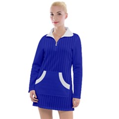 Admiral Blue & White - Women s Long Sleeve Casual Dress by FashionLane